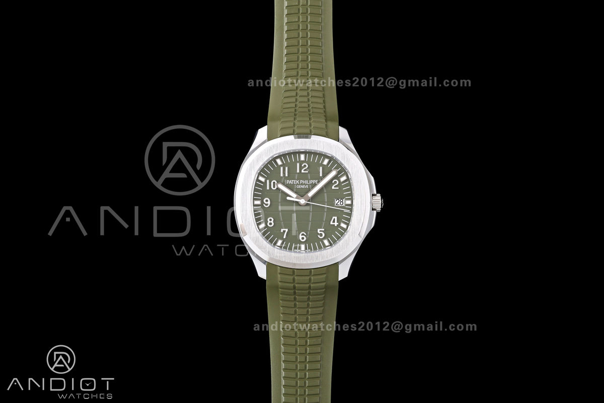 Aquanaut 5168G 42mm Gain Weight SS WSF 1:1 Best Edition Green Dial On Green Rubber Strap Super Clone DD330